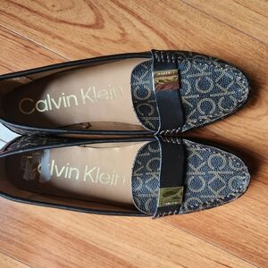 Calvin Klein Monogram Loafers - Black and Gold